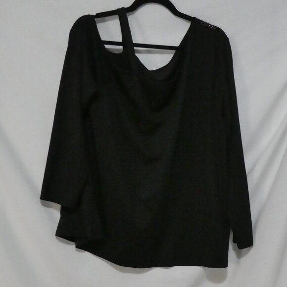 SHEIN - Curve | 2XL | Black Sequined Cut-Out / Cold Shoulder Long Sleeve Shirt - Picture 2 of 14